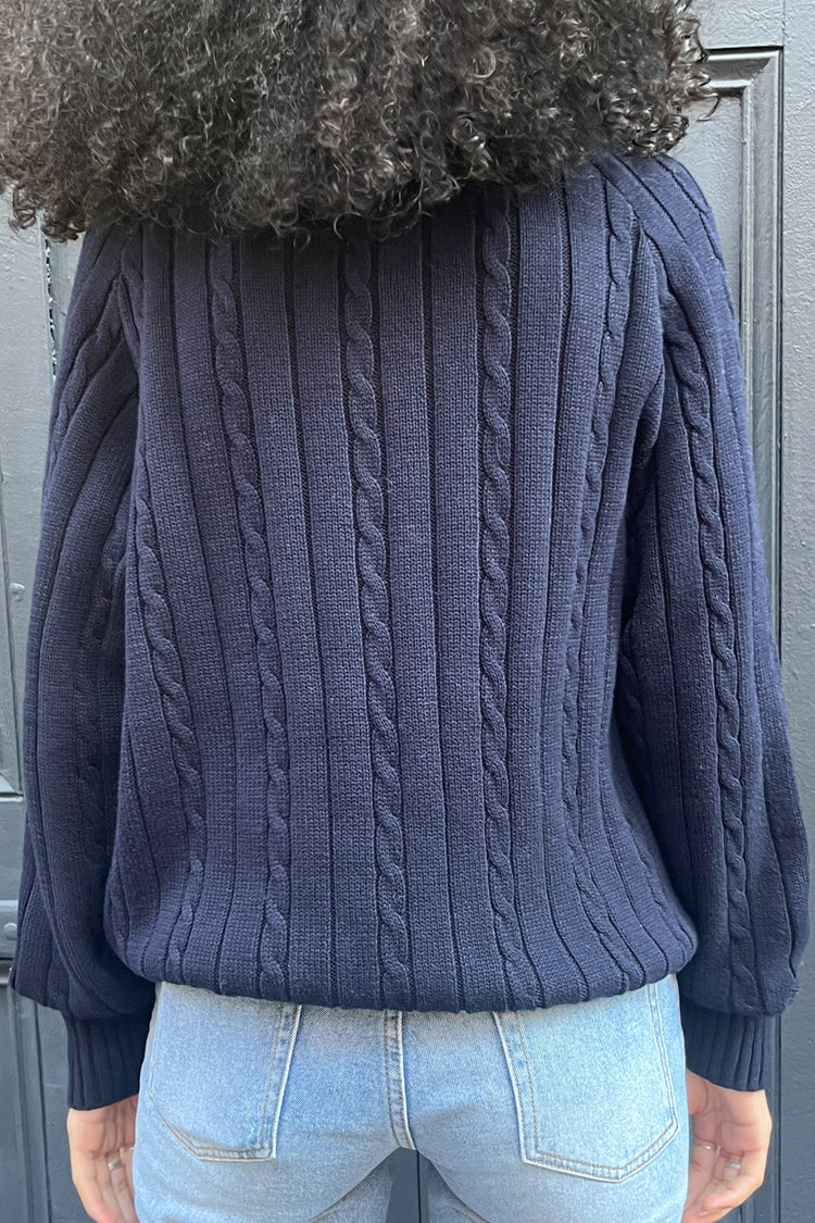 Brandy Melville Ida Cotton Cable Knit V-Neck Sweater