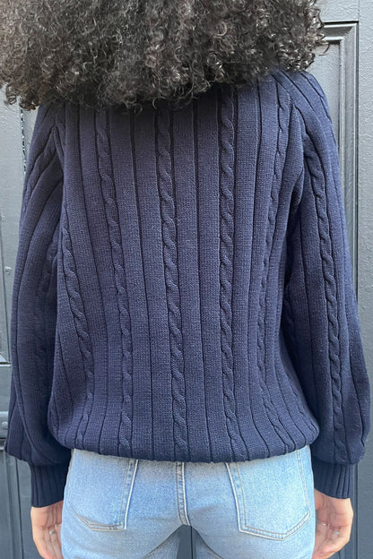 Brandy Melville Ida Cotton Cable Knit V-Neck Sweater