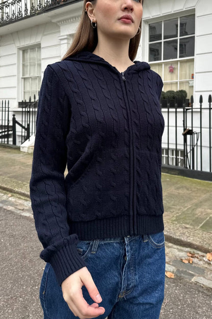 Brandy Melville Ayla Cable Knit Zip-Up Sweater