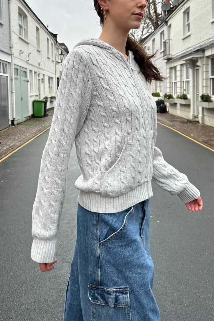 Brandy Melville Ayla Cable Knit Zip-Up Sweater