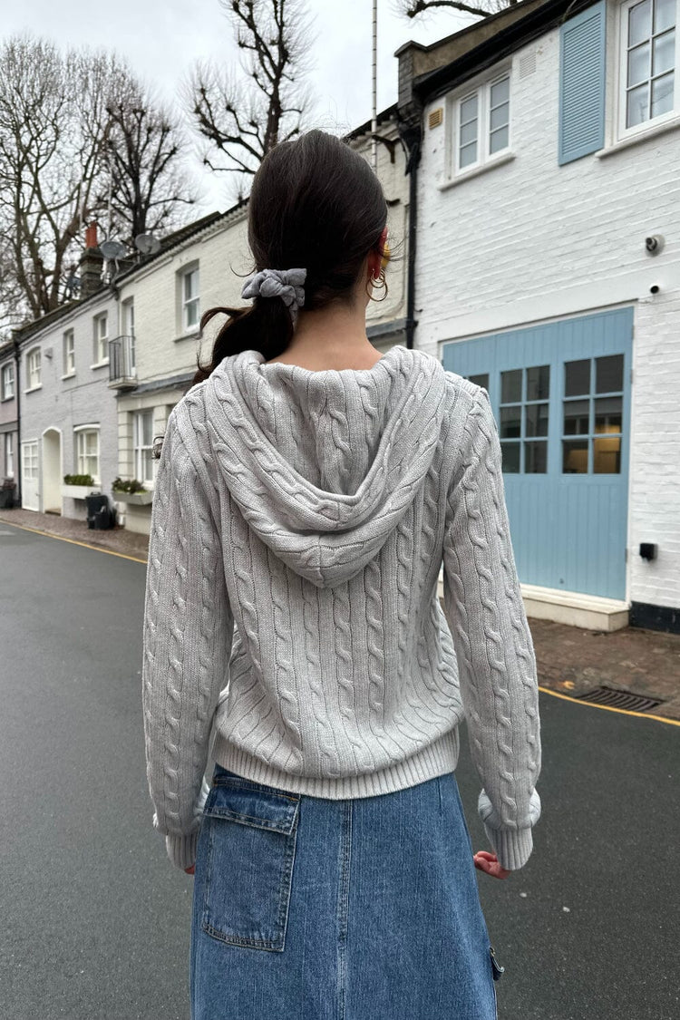 Brandy Melville Ayla Cable Knit Zip-Up Sweater