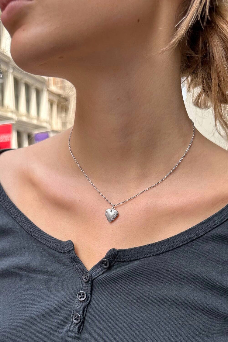 Brandy Melville Stainless Steel Heart Locket Necklace