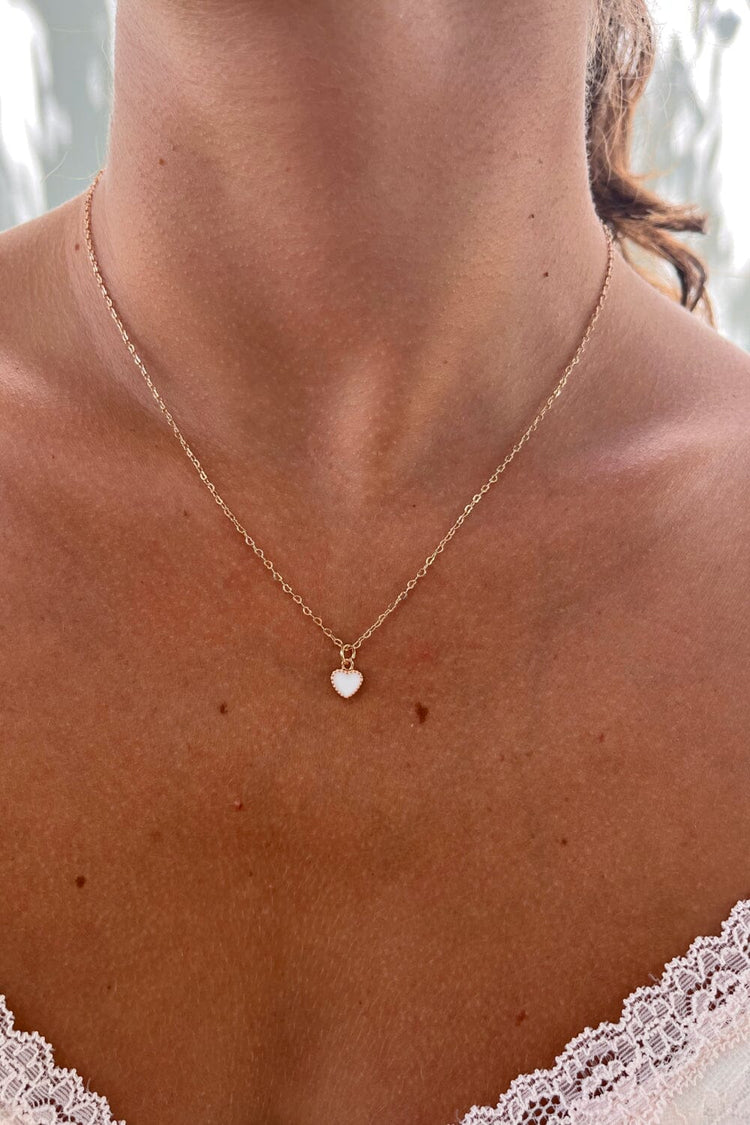Brandy Melville White Heart Necklace