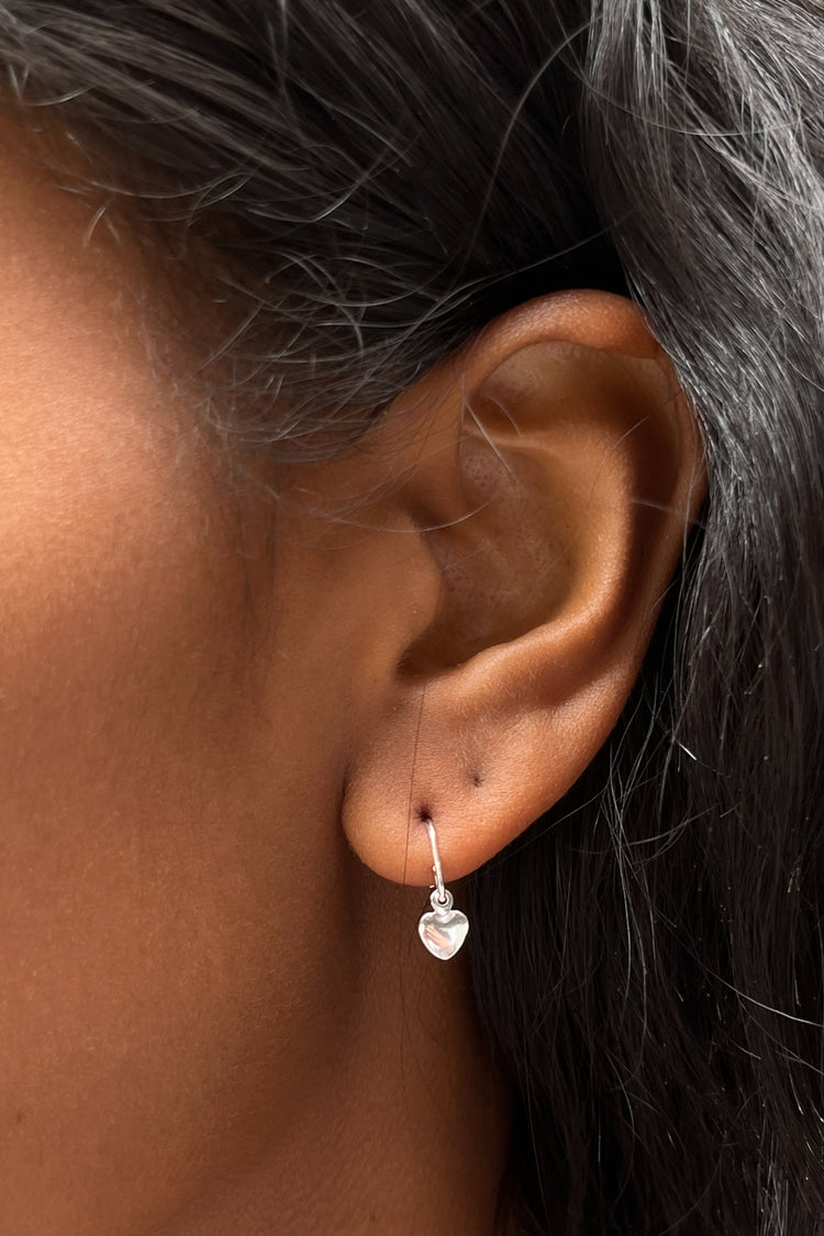 Brandy Melville Sterling Silver Heart Charm Earrings