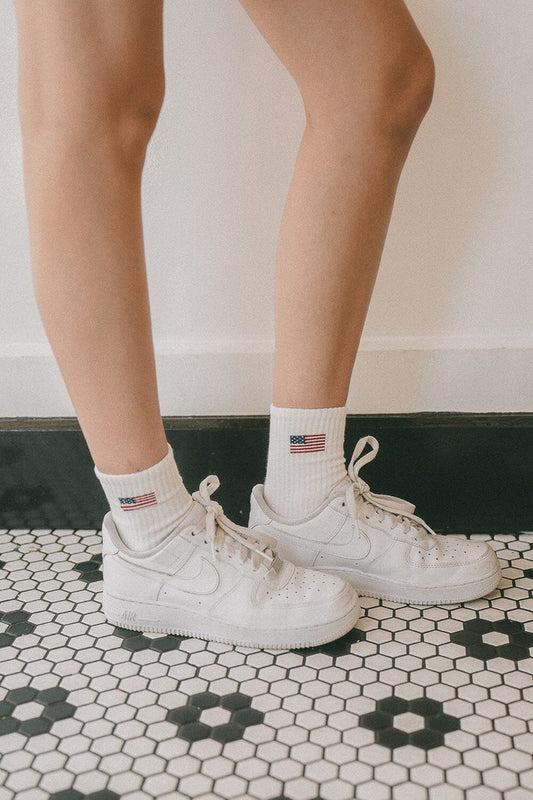 Brandy Melville American Flag Crew Socks